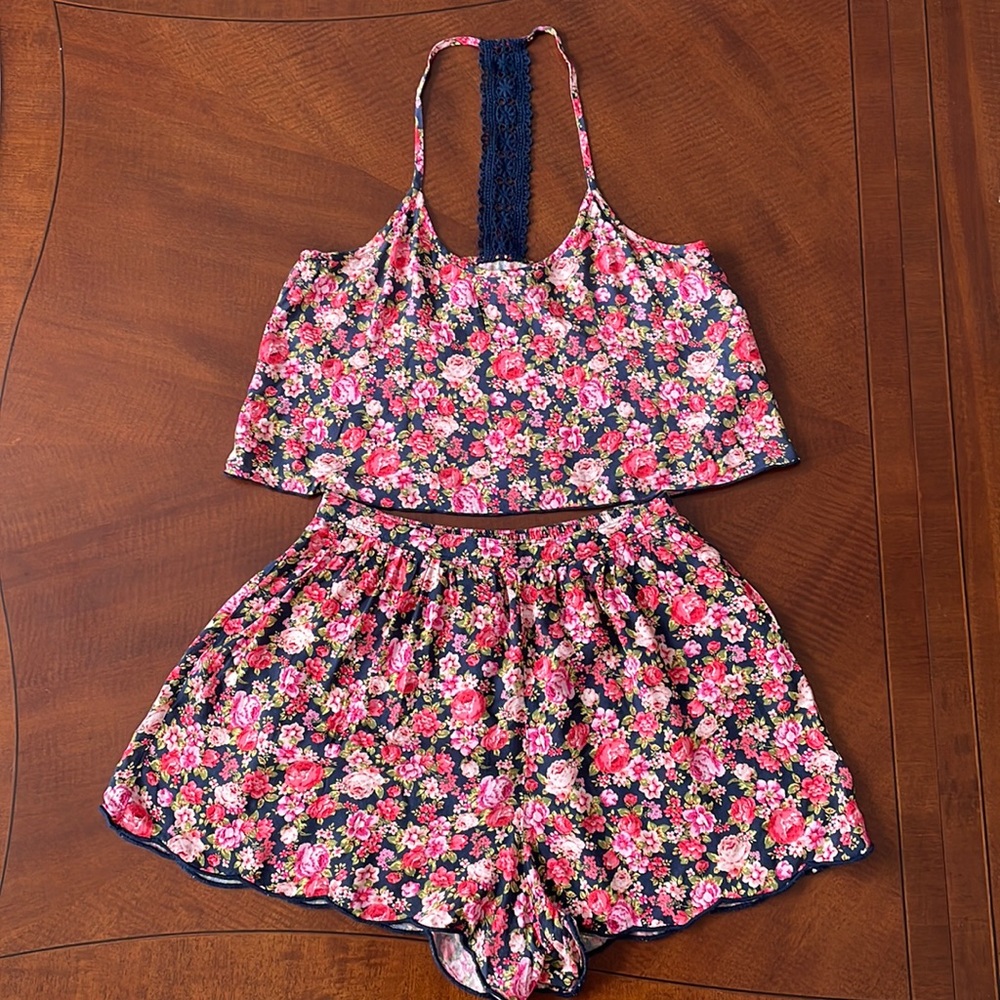 Abercrombie & Fitch Floral Crop Top and Shorts Matching Set